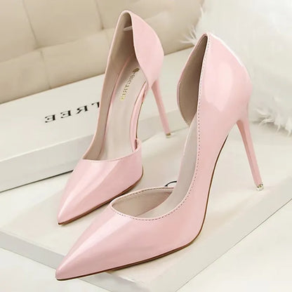 Pointed Closed Asymmetrical Cutout High Slender Heels