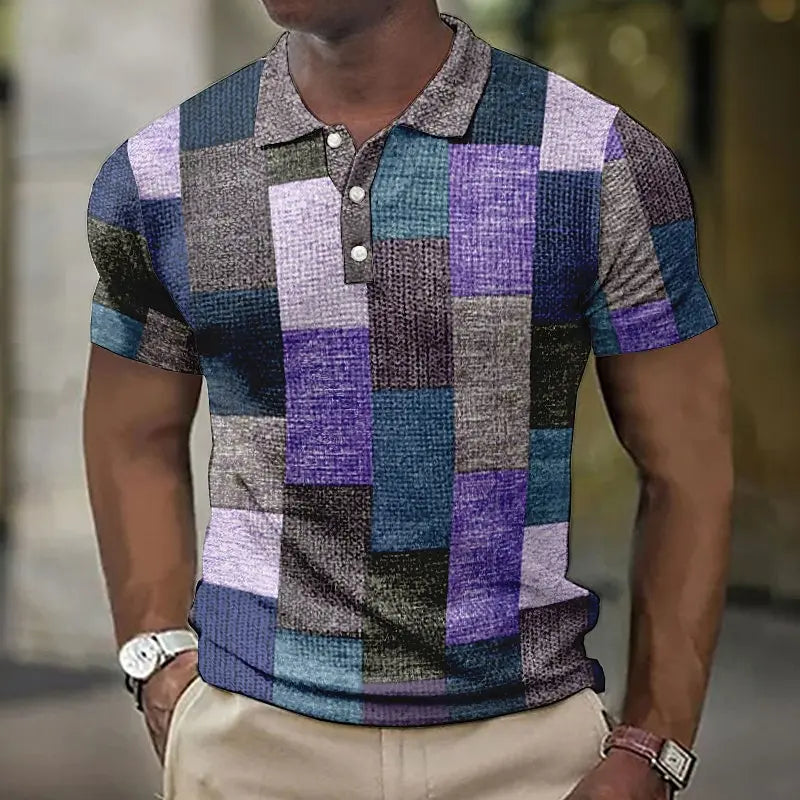 Short Sleeve Geometric Men's Polo