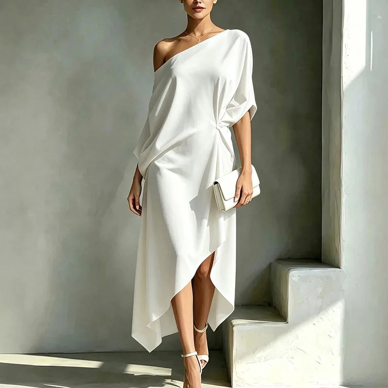 Asymmetric Draped Loose Long Dress