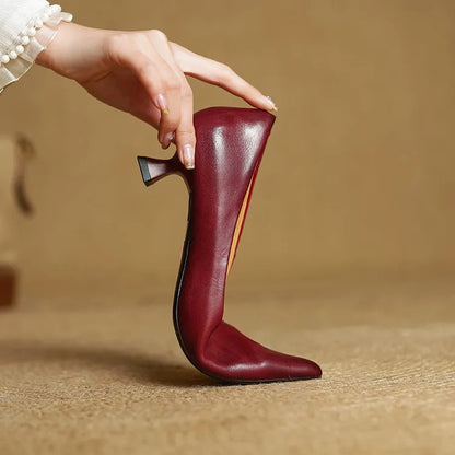 Slip On Pointed Toe Low Kitten Heels