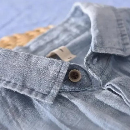 Loose Short Sleeve Cuffed Collared Buttoned Curved Shirt