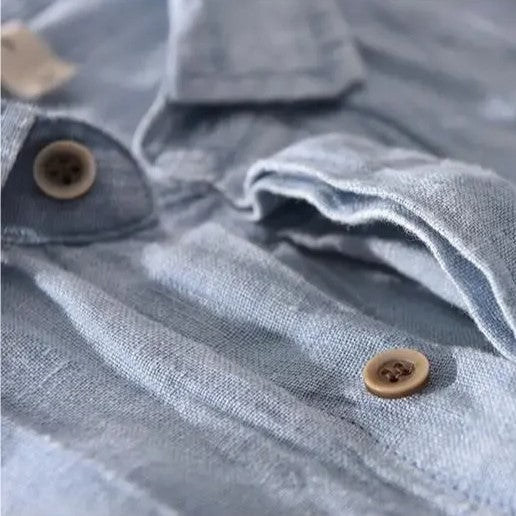 Loose Short Sleeve Cuffed Collared Buttoned Curved Shirt