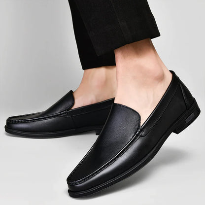 Contrast Stitching Square Toe Slip On Loafers