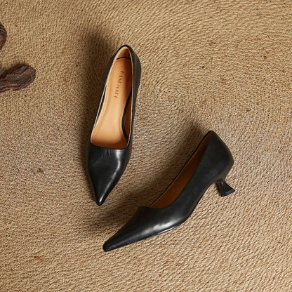 Slip On Pointed Toe Low Kitten Heels
