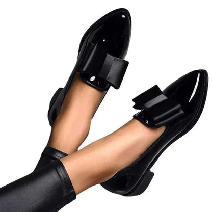 Slip On Bow Detail Pointed Toe Flat Loafers