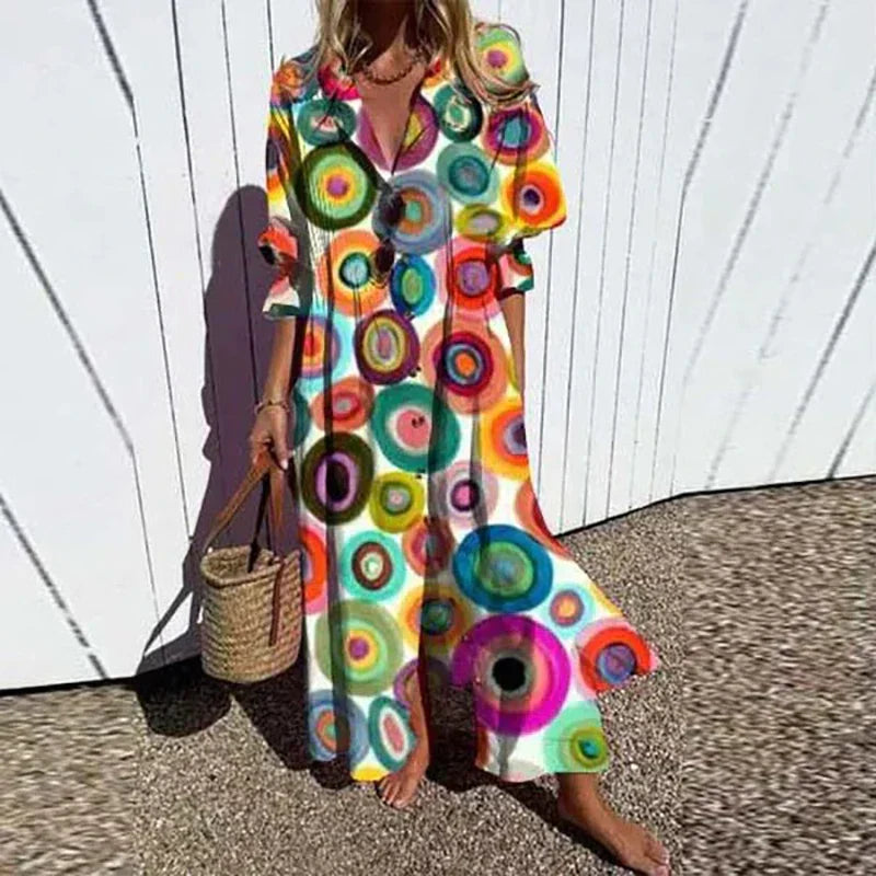 Loose Fit Pleated Printed Dress