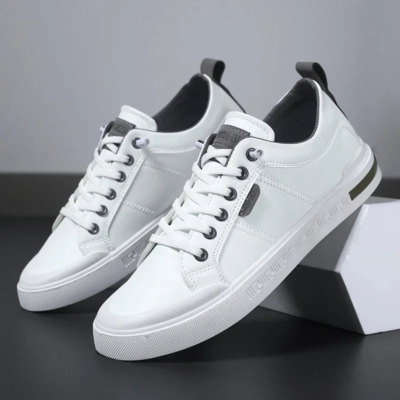 Laced Paneled Stitched Tabbed Flat Sneakers