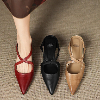 Slingback Low Heel Pointed Closed Toe Sandals