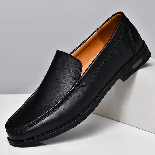 Contrast Stitching Square Toe Slip On Loafers