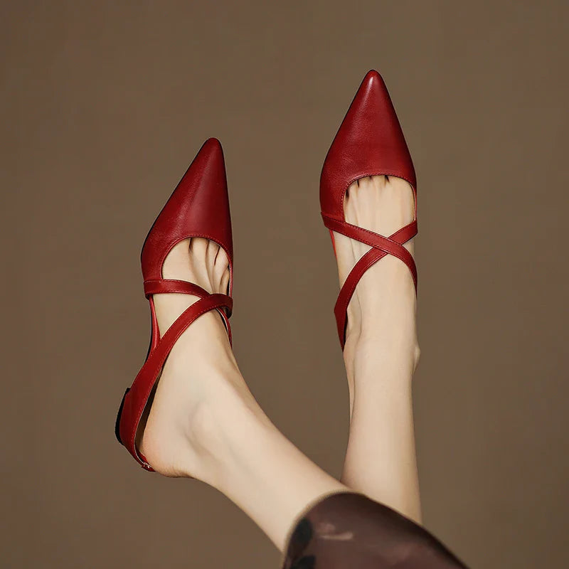 Slingback Low Heel Pointed Closed Toe Sandals