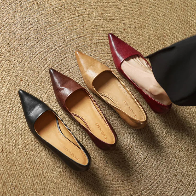 Slip On Pointed Toe Low Kitten Heels