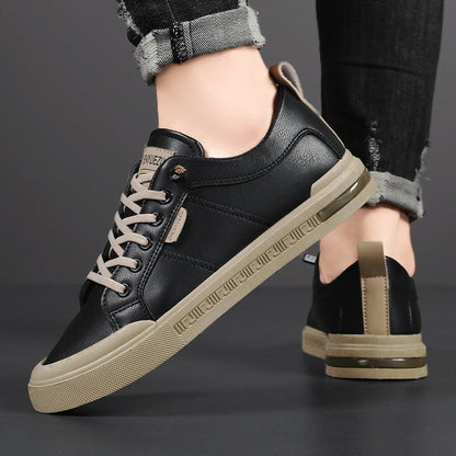 Laced Paneled Stitched Tabbed Flat Sneakers