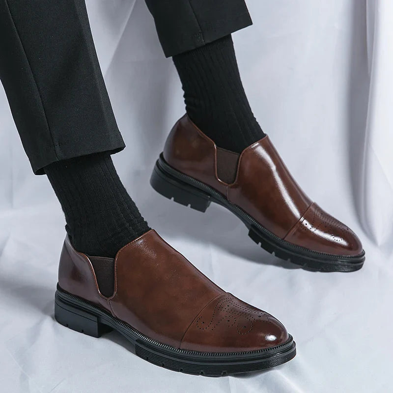 Elastic Goring Round Toe Slip On Shoes