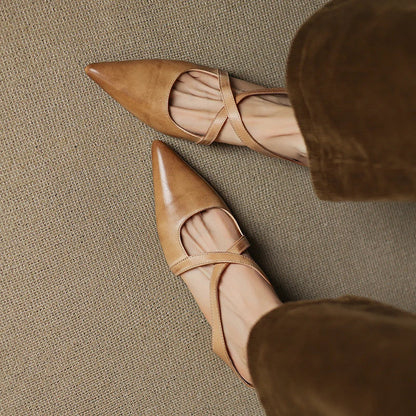 Slingback Low Heel Pointed Closed Toe Sandals