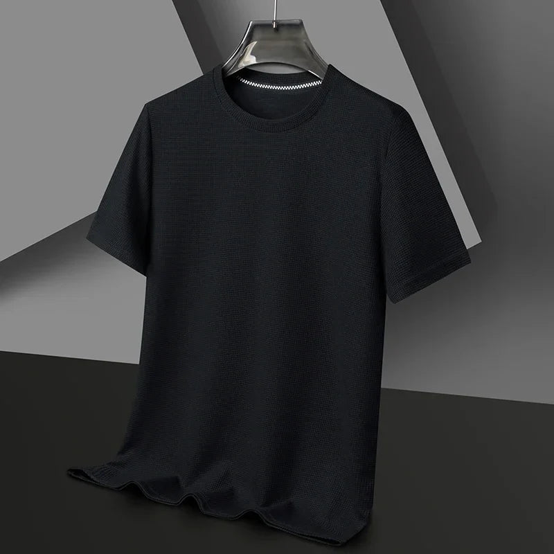 Short Round Neck Textured Ribbed Straight Shirt