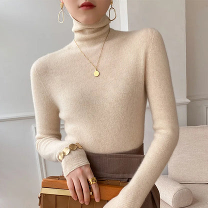 Ribbed Fitted Folded Tapered Hemmed Sweater