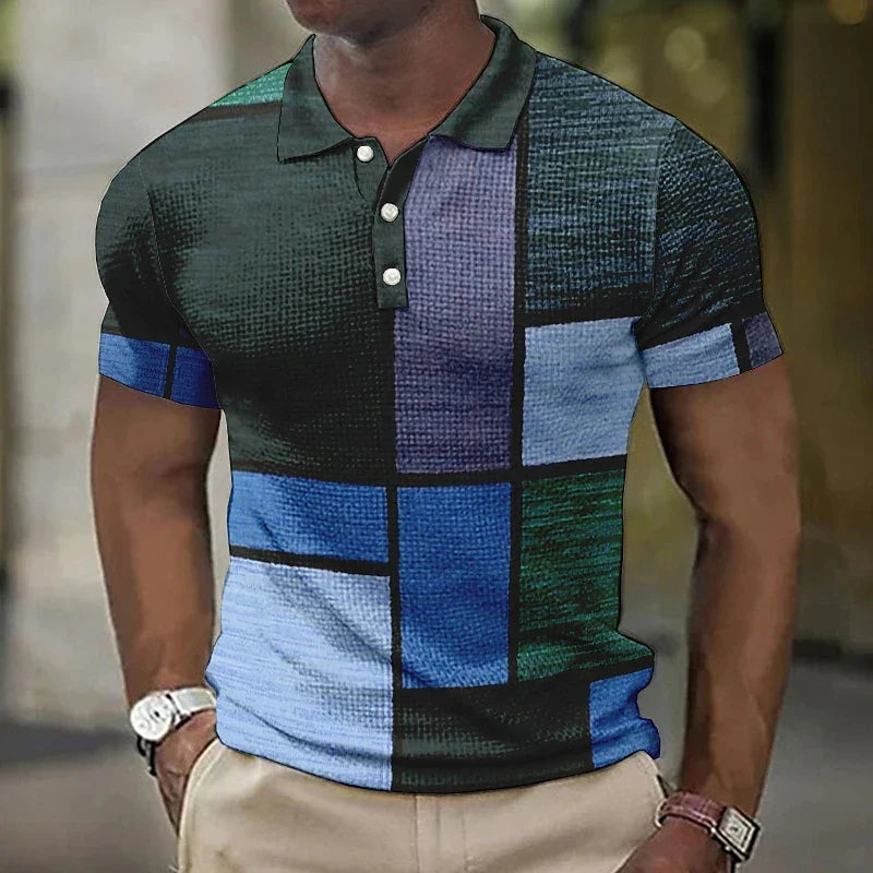 Short Sleeve Geometric Men's Polo