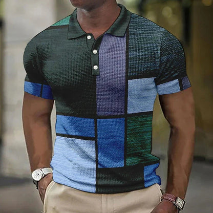 Short Sleeve Geometric Men's Polo