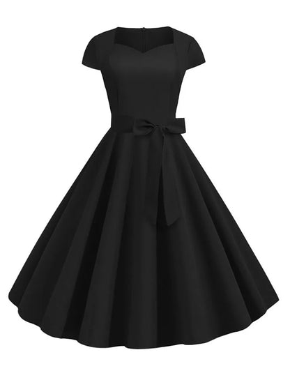 Cap Sleeve Sweetheart Neck Bowed Maxi Dress