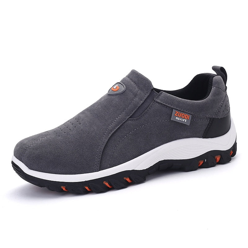 Stitched Paneled Gusseted Treaded Laceless Shoes