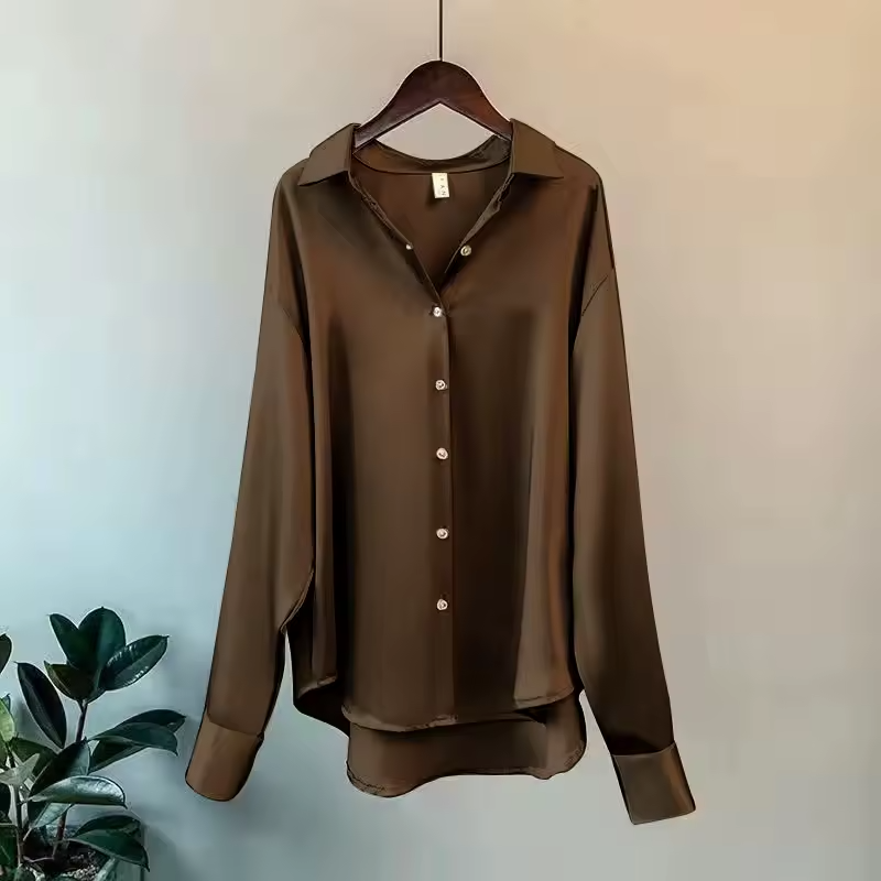 Solid Button Down Collared Blouse