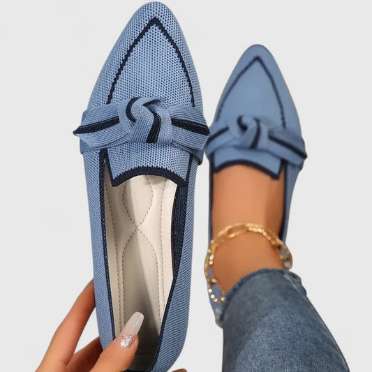 Pointed Knotted Slip On Flat Loafers