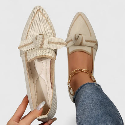 Pointed Knotted Slip On Flat Loafers