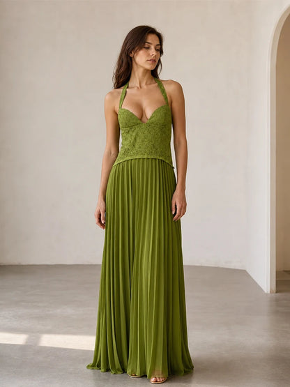 Embroidered Top High Waist Longline Dress
