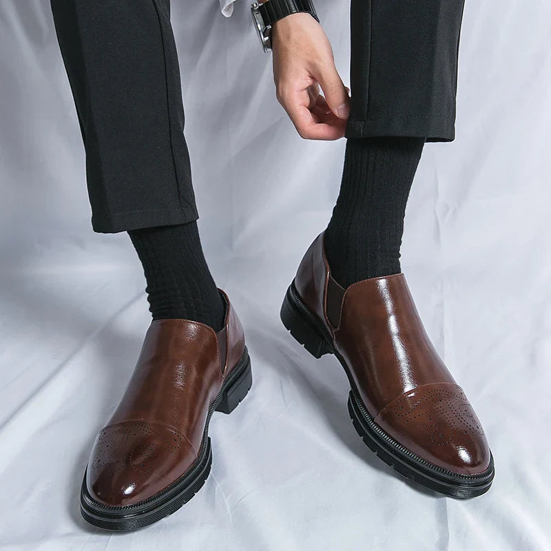 Elastic Goring Round Toe Slip On Shoes