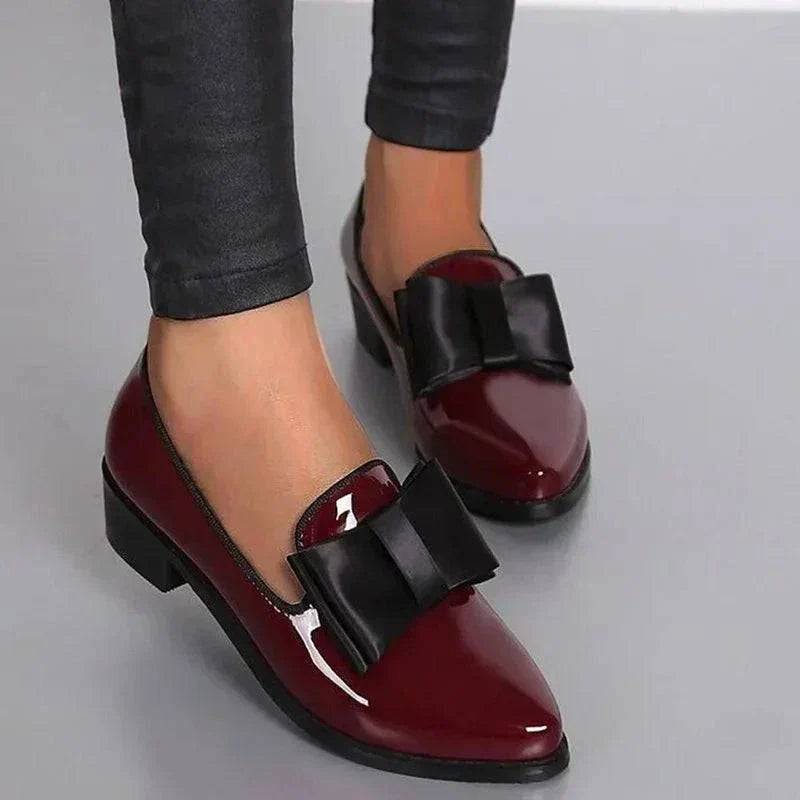 Slip On Bow Detail Pointed Toe Flat Loafers