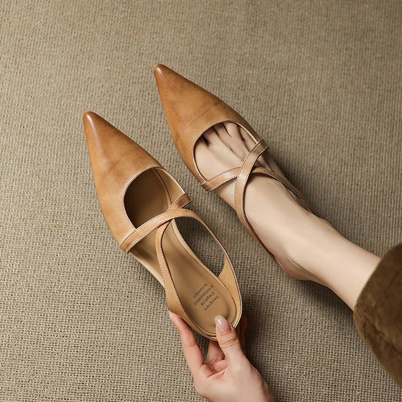Slingback Low Heel Pointed Closed Toe Sandals