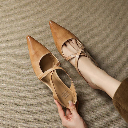 Slingback Low Heel Pointed Closed Toe Sandals