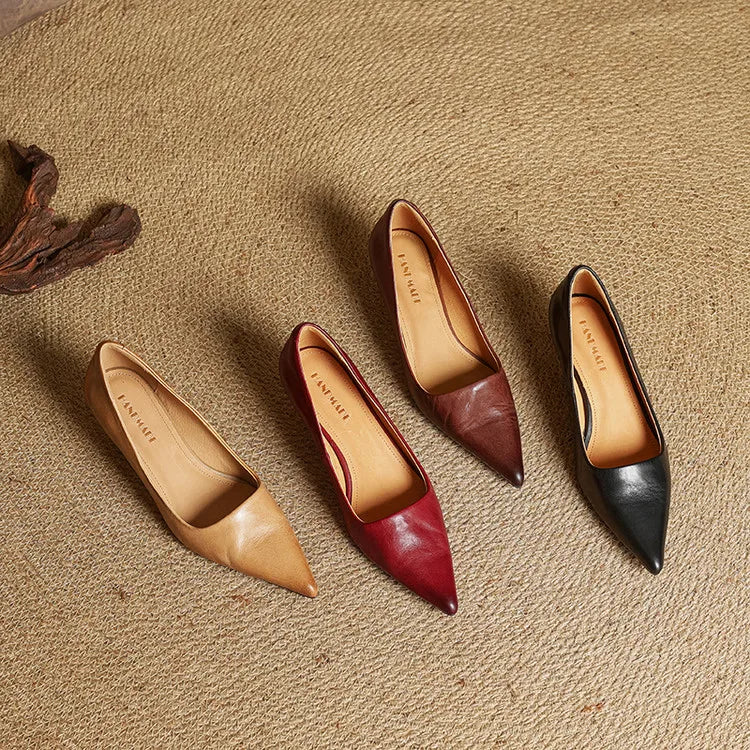 Slip On Pointed Toe Low Kitten Heels