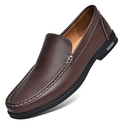Contrast Stitching Square Toe Slip On Loafers