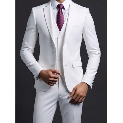 Solid Slim Three-Piece Suit Set