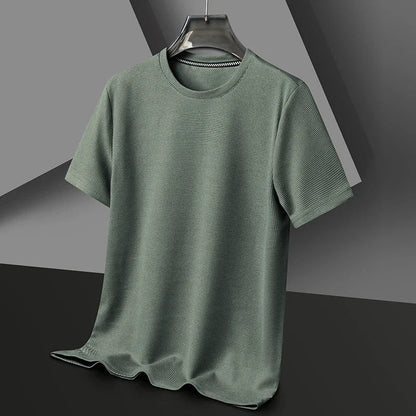 Short Round Neck Textured Ribbed Straight Shirt