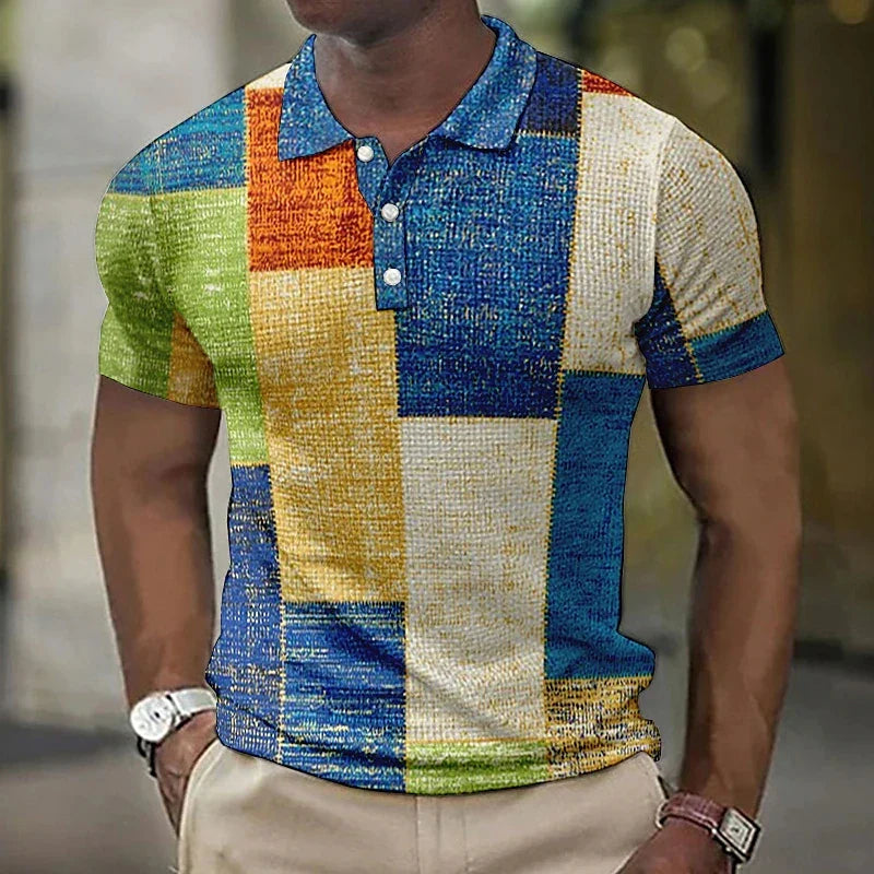 Short Sleeve Geometric Men's Polo