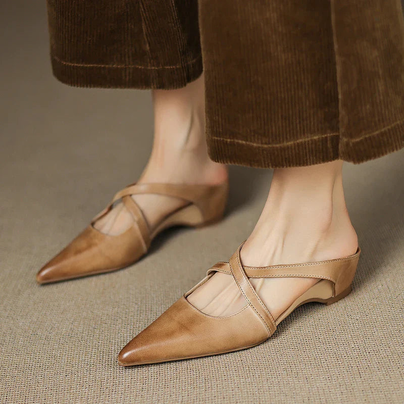 Slingback Low Heel Pointed Closed Toe Sandals