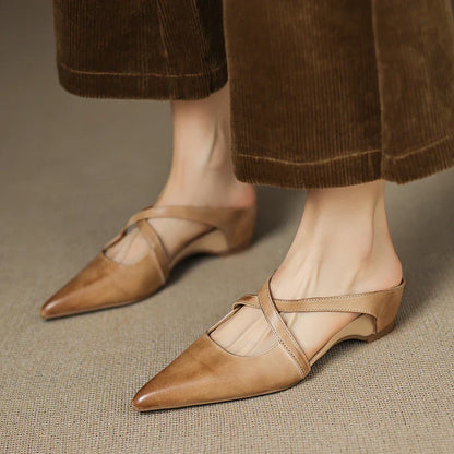 Slingback Low Heel Pointed Closed Toe Sandals