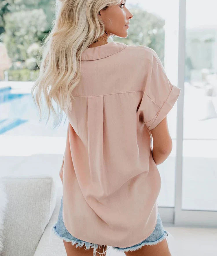 Short Sleeve Button Up Blouse