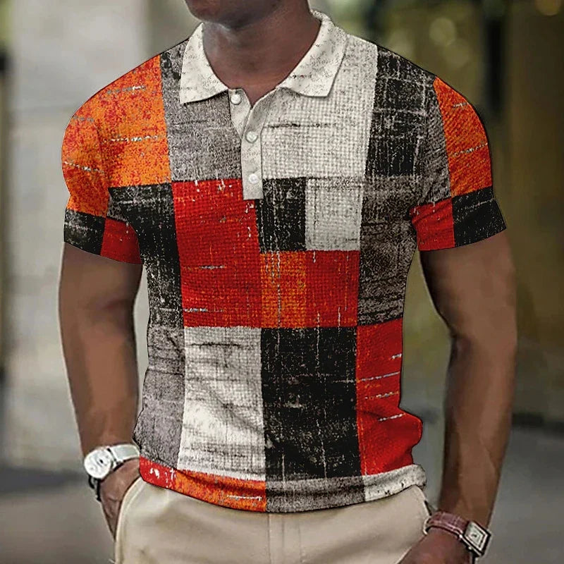 Short Sleeve Geometric Men's Polo