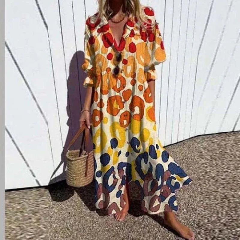 Loose Fit Pleated Printed Dress