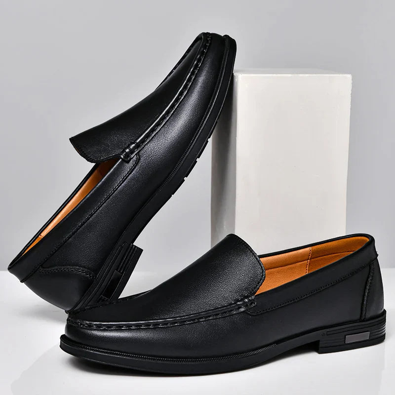 Contrast Stitching Square Toe Slip On Loafers