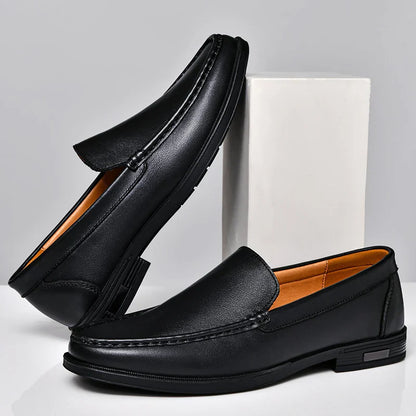 Contrast Stitching Square Toe Slip On Loafers