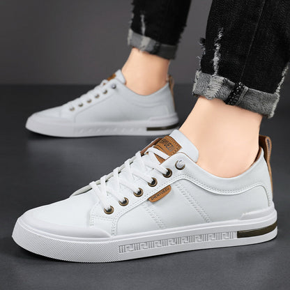 Laced Paneled Stitched Tabbed Flat Sneakers