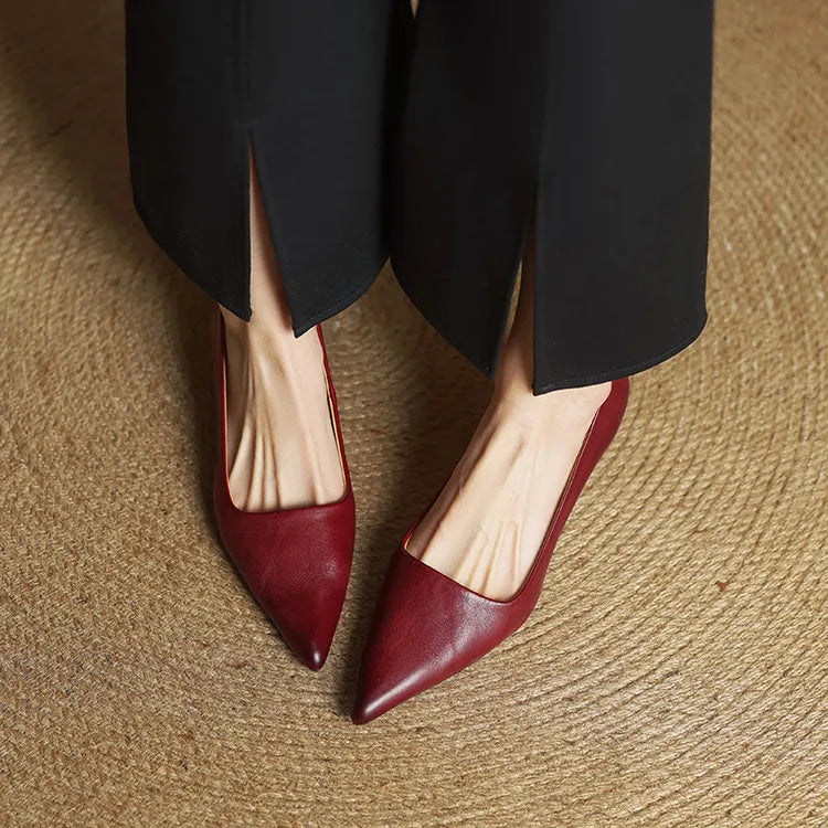 Slip On Pointed Toe Low Kitten Heels