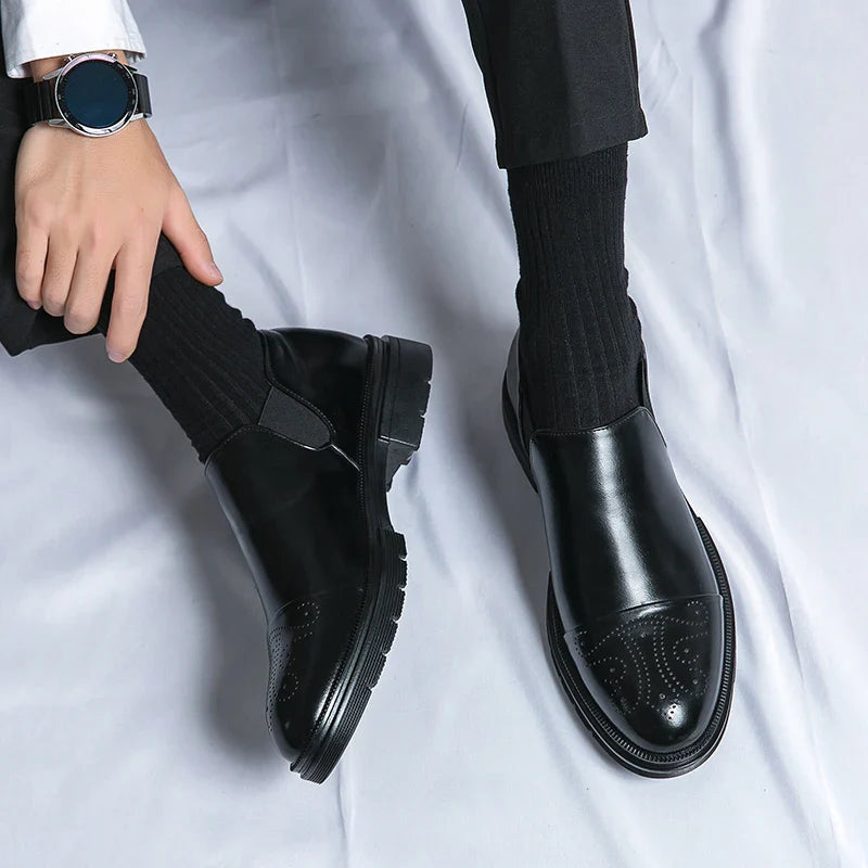 Elastic Goring Round Toe Slip On Shoes
