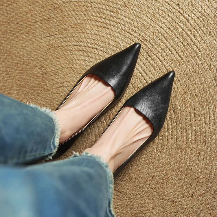 Slip On Pointed Toe Low Kitten Heels