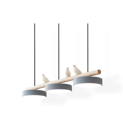 Parallel Beam Pendant Lamp with Bird Figures