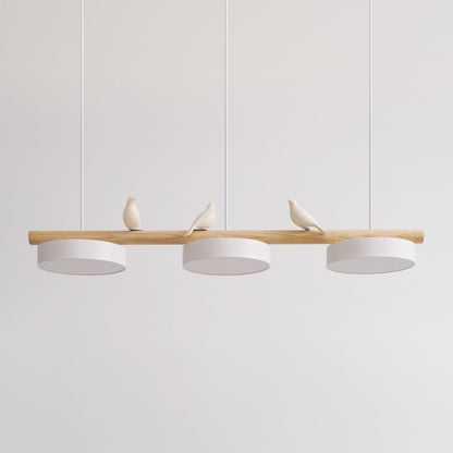 Parallel Beam Pendant Lamp with Bird Figures
